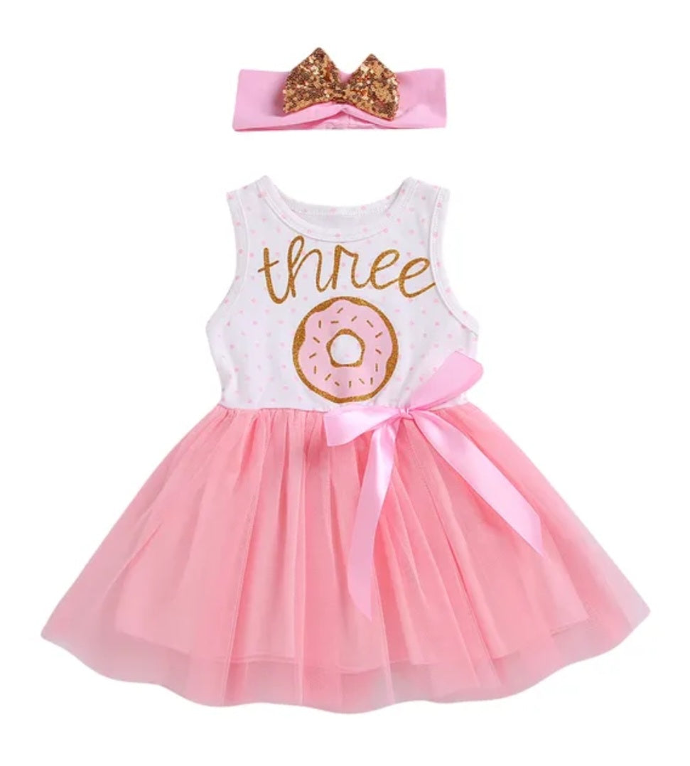 Three Sleeveless Birthday Dresses and Headband 