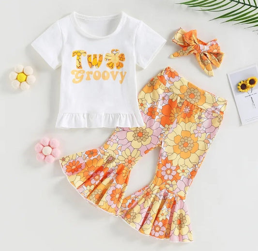 Two Groovy T-shirt with Bell Bottoms and Headband  #1000278