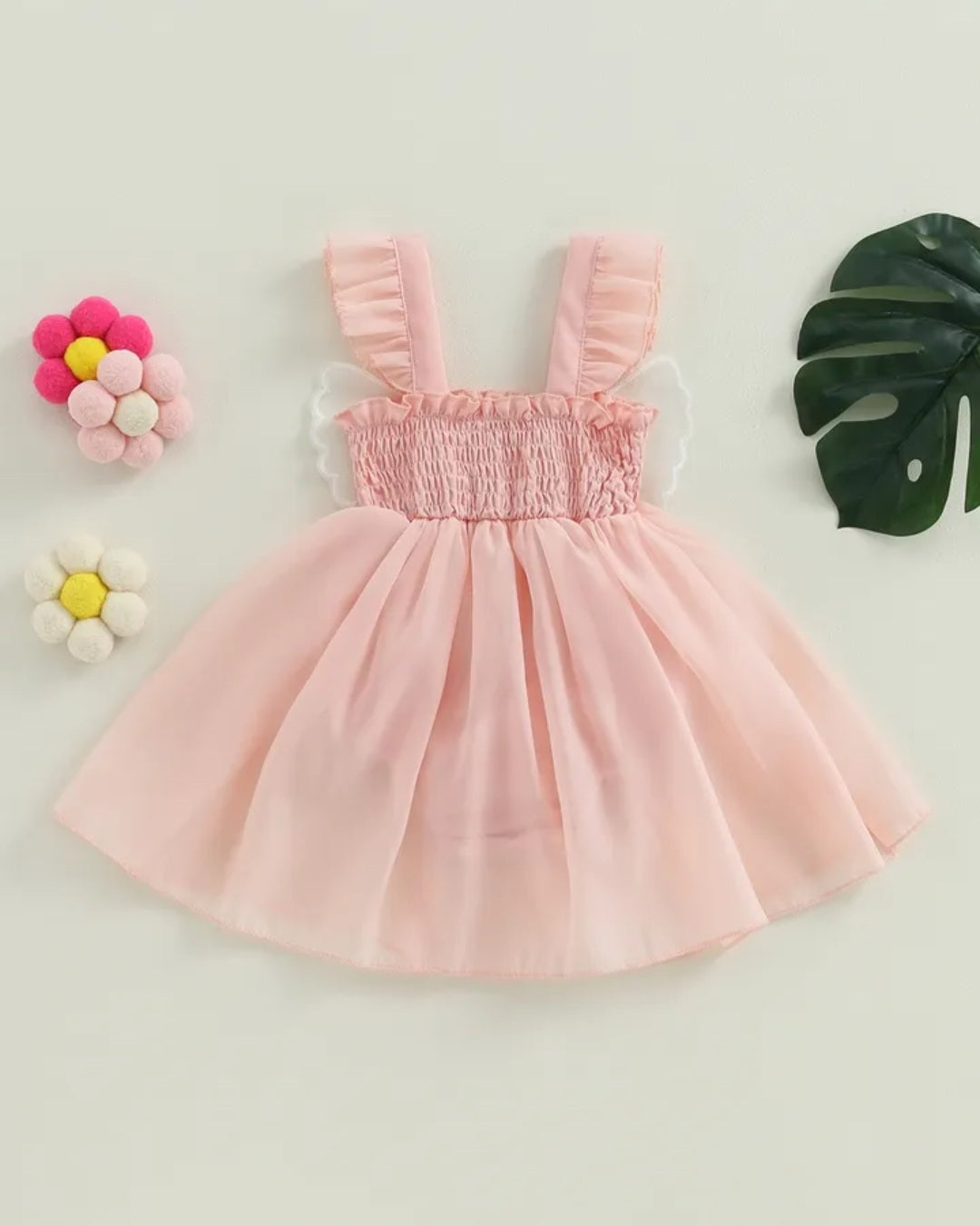 Pink Butterfly Romper Dress