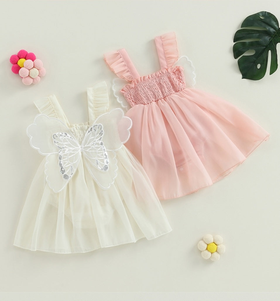 Pink Butterfly Romper Dress #1000303