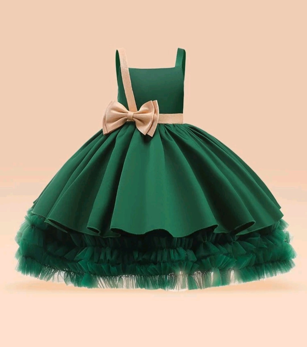 Forest Green Special Occasions Dress with Big Bow 