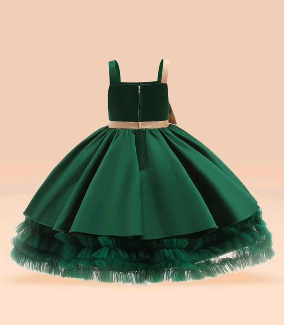 Forest Green Special Occasions Dress with Big Bow 