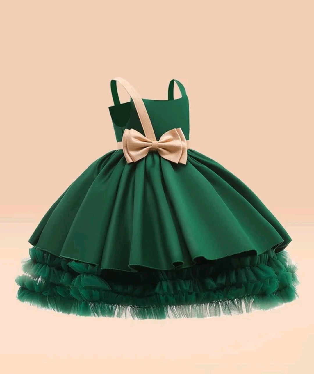 Forest Green Special Occasions Dress with Big Bow 