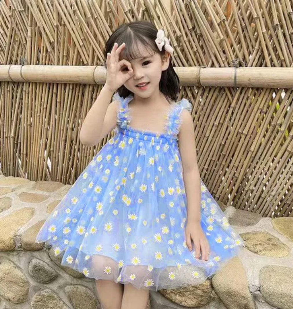 Blue Daisy Tulle Dress 1001067