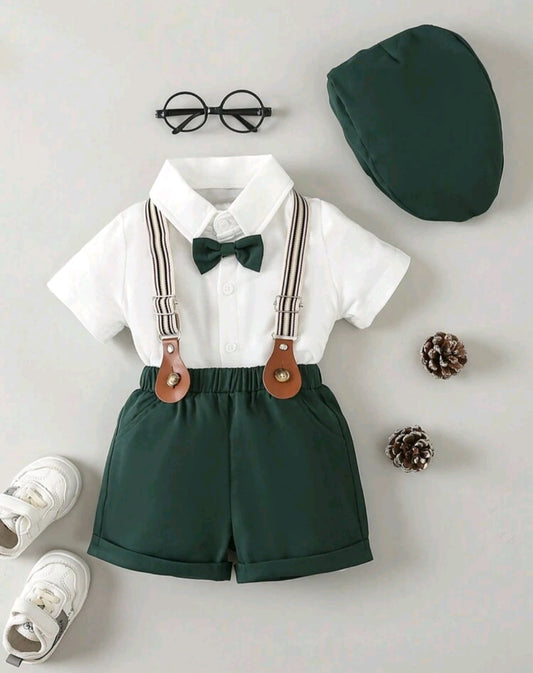 5PCS Gentleman Suit White and Forest Green 2000116