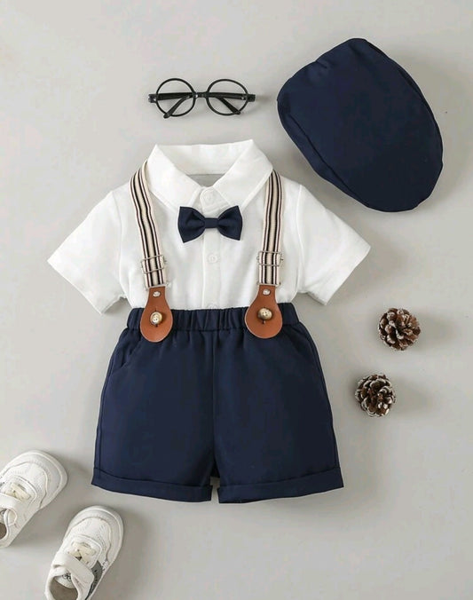 5PCS Gentleman Shuit  Navy and White 