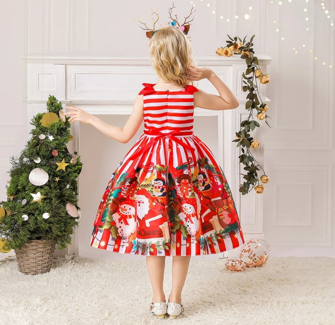 Striped Red and White Christmas Special Occasions Dress #1000975