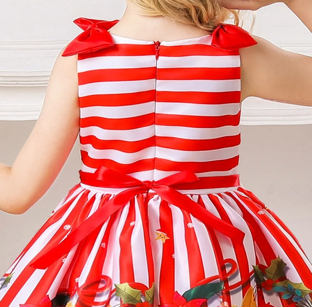 Striped Red and White Christmas Special Occasions Dress #1000975