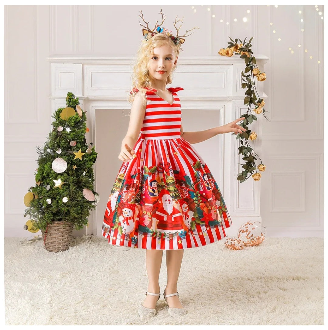 Striped Red and White Christmas Special Occasions Dress #1000975