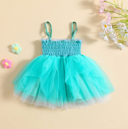 Blue Tulle Dress with Adjustable Straps