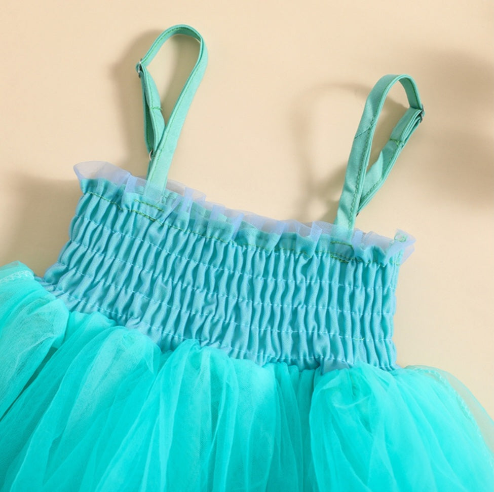 Blue Tulle Dress with Adjustable Straps