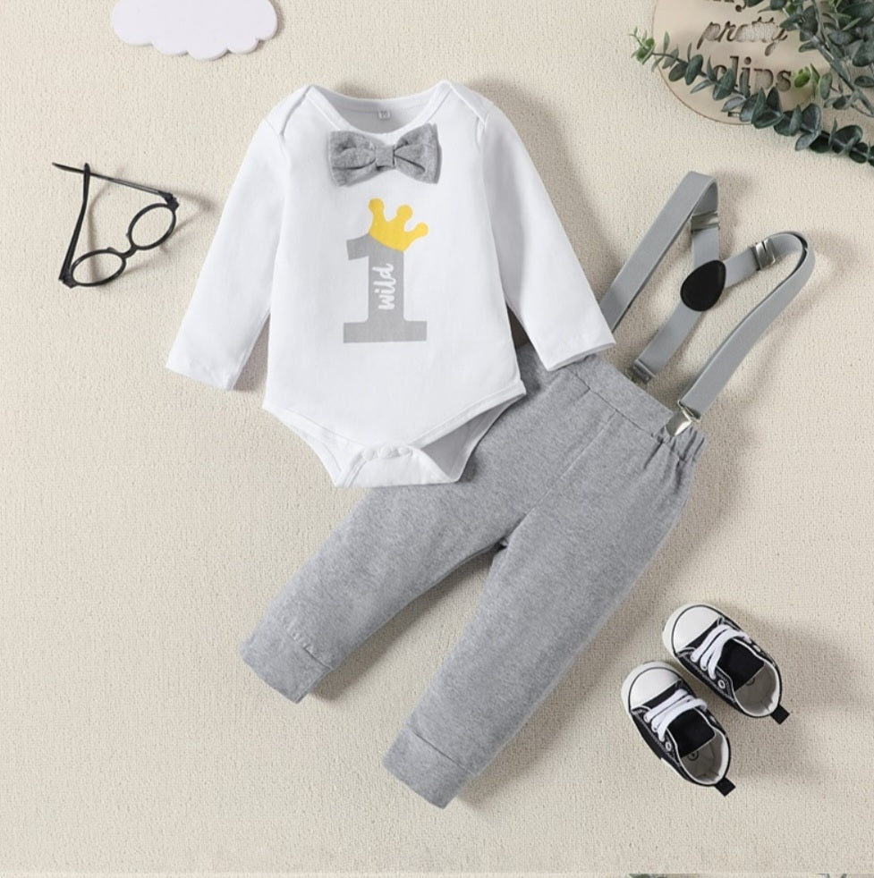 Wild One Birthday Outfit Gray