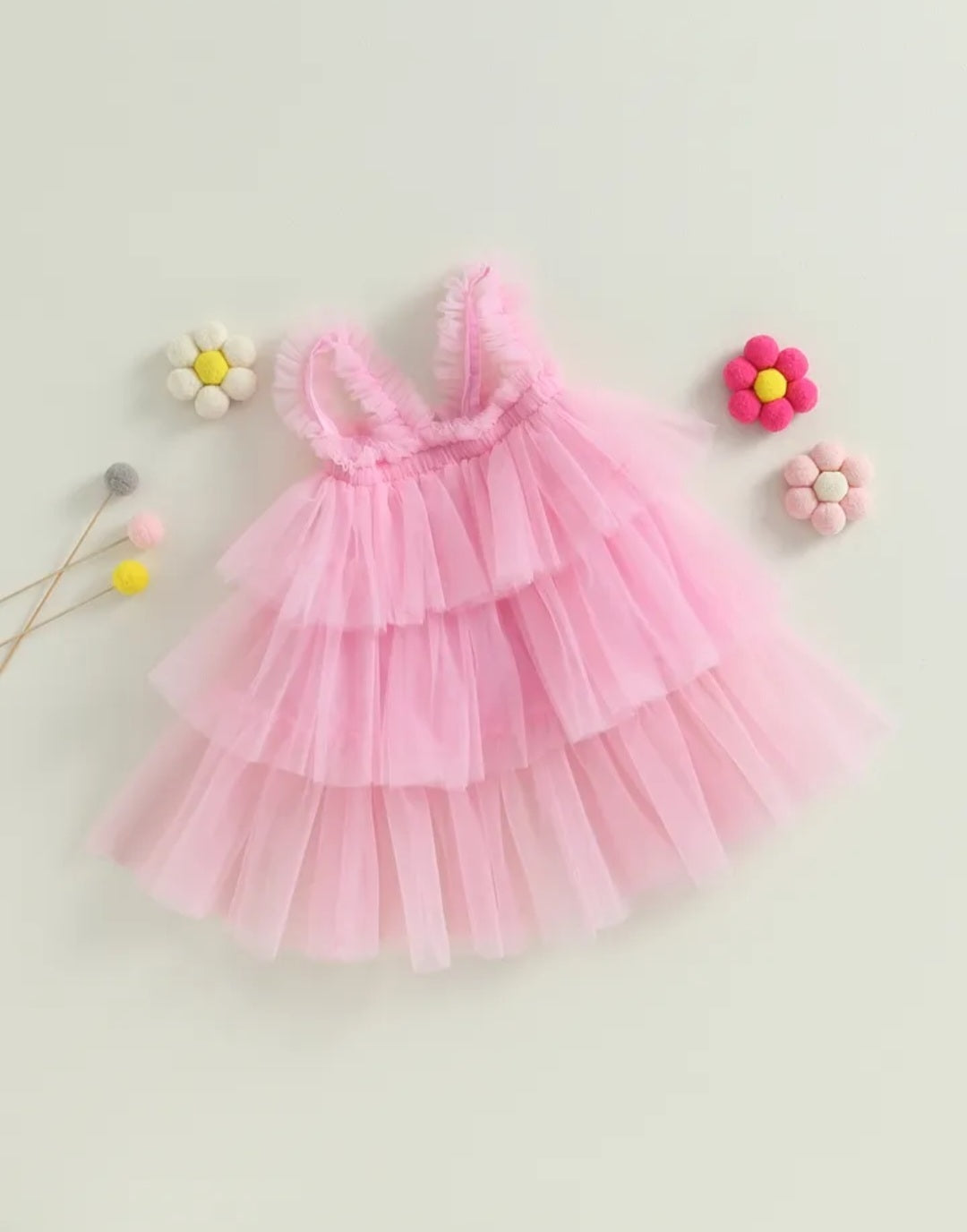 Pink Ruffle Tulle Dress  100084