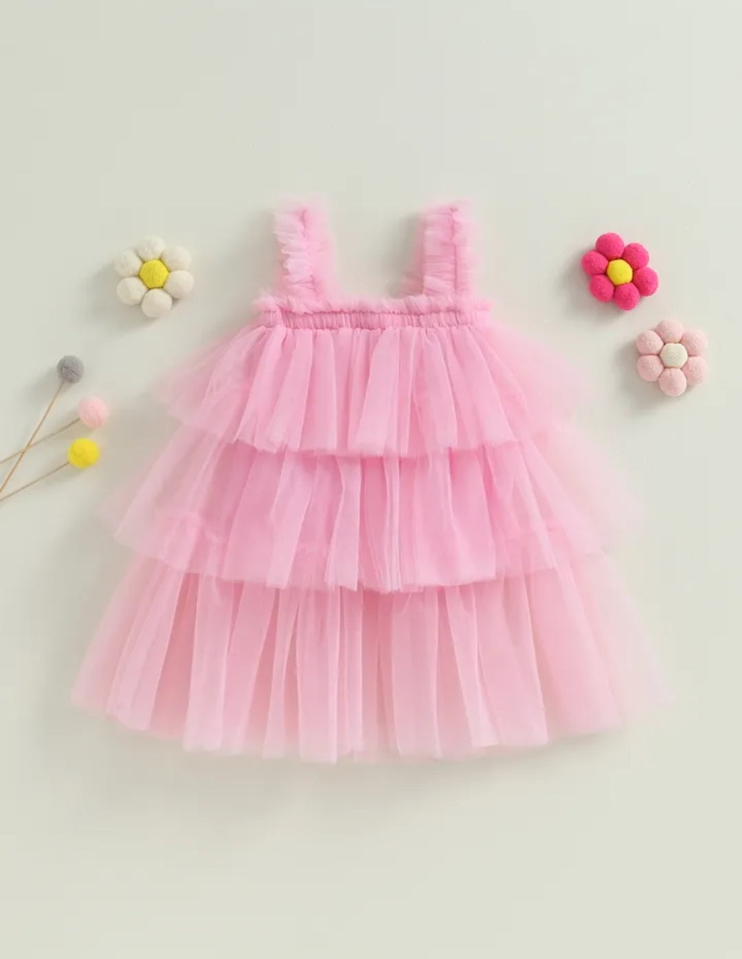 Pink Ruffle Tulle Dress  100084