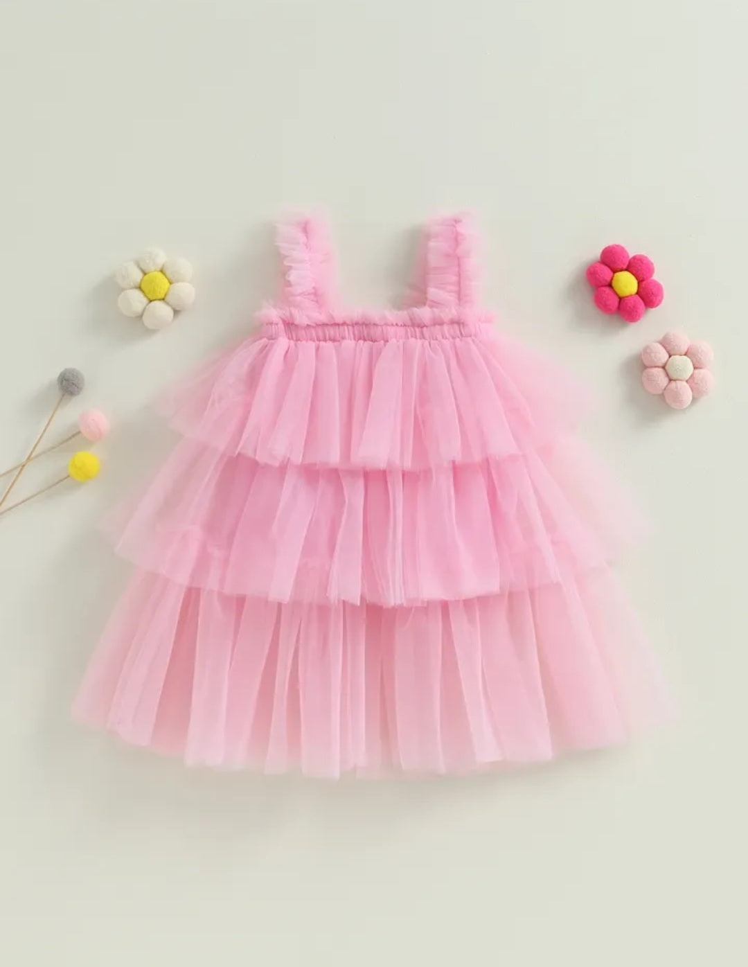 Pink Ruffle Tulle Dress  100084