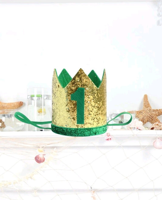 Birthday Crown Green and Gold 