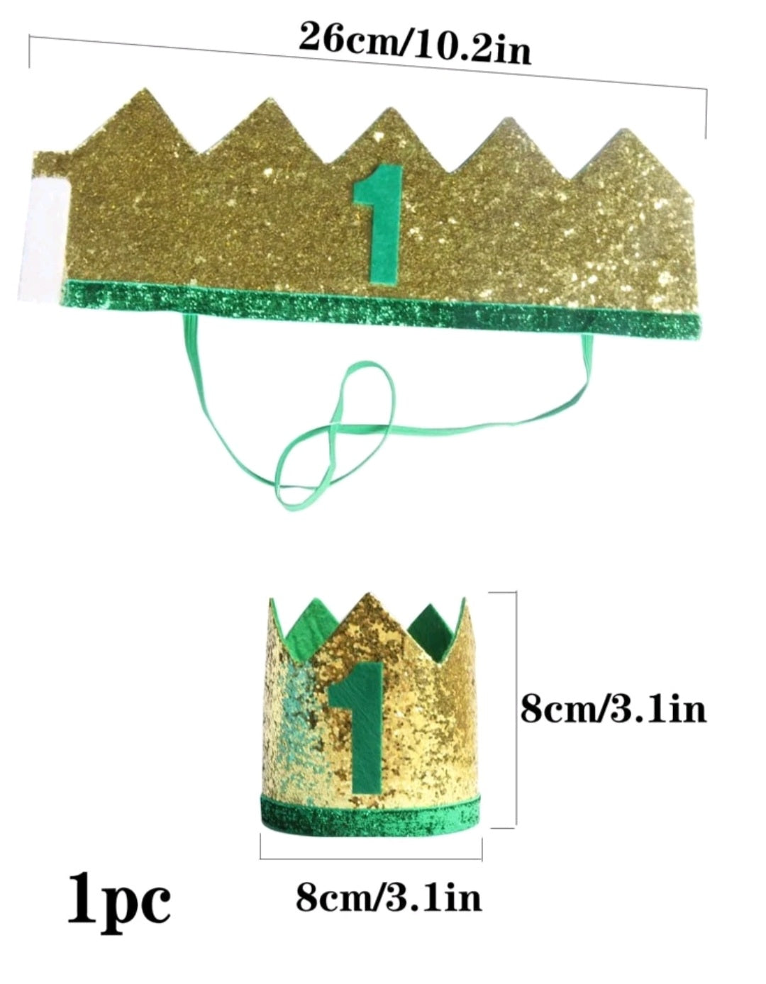 Birthday Crown Green and Gold 