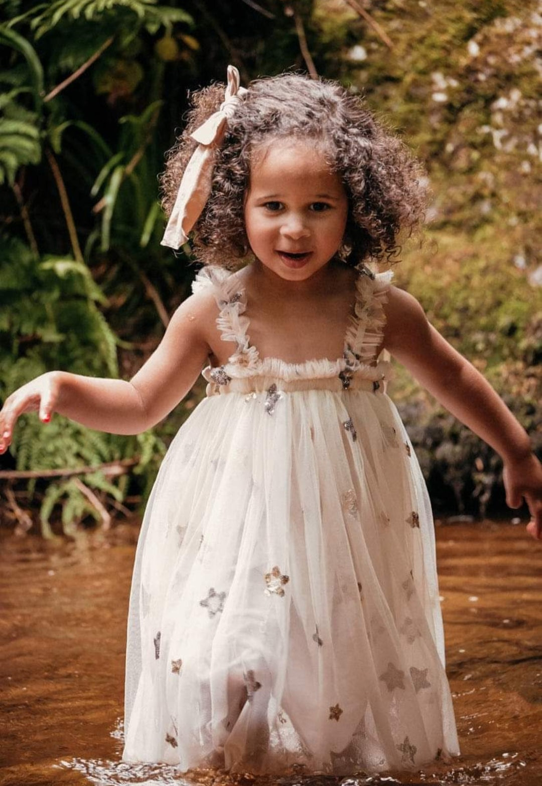 Gold and Silver Stat Tulle Dress (Ivory) 1001071