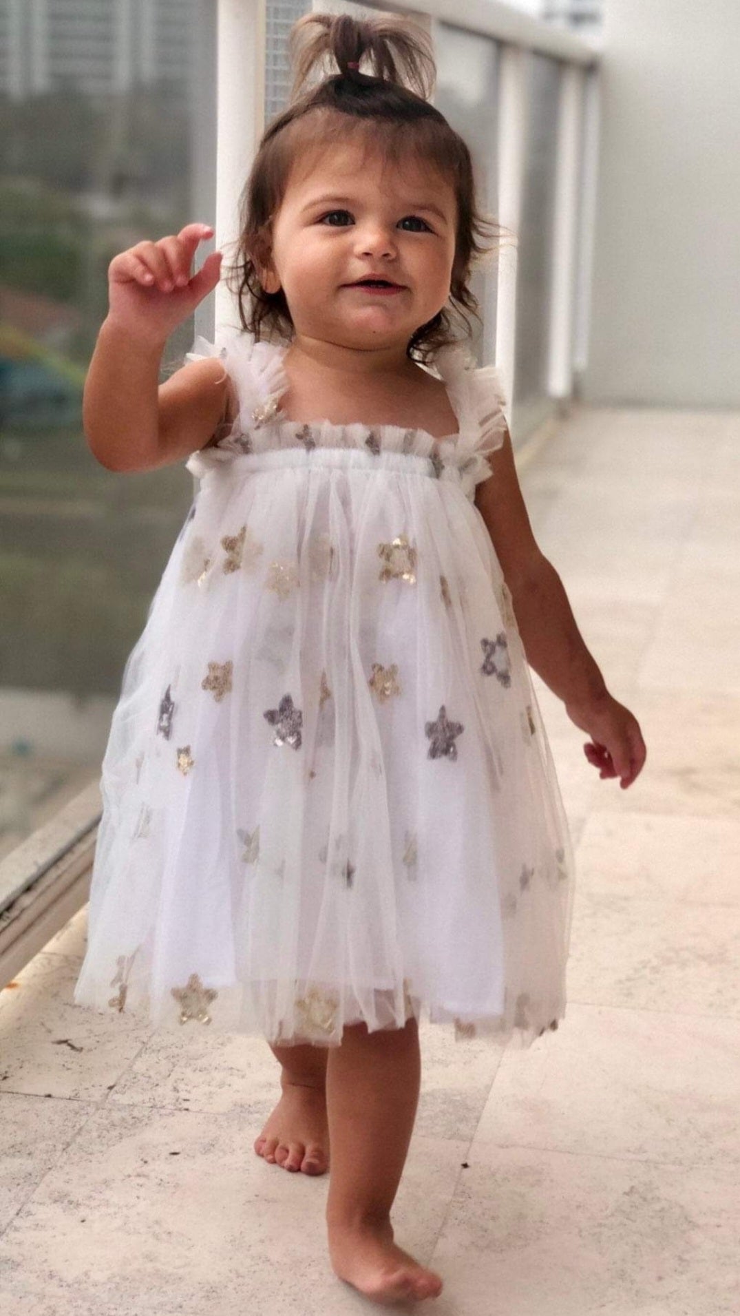 Gold and Silver Stat Tulle Dress (Ivory) 1001071