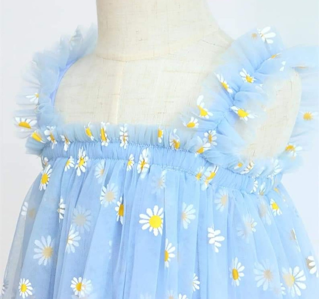 Blue Daisy Tulle Dress