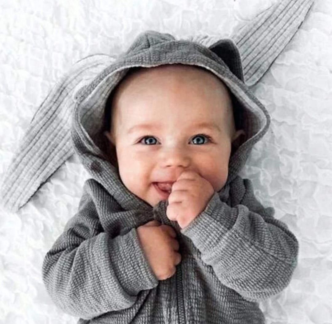 Gray Ribbed Bunny Onsie