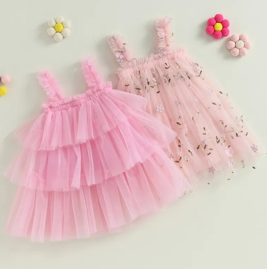 Pink Ruffle Tulle Dress  100084