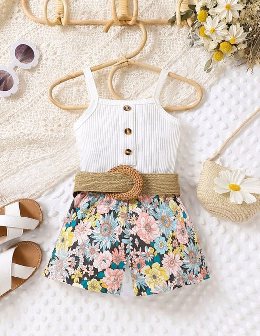 Spaghetti Strap Floral Top and Shorts
