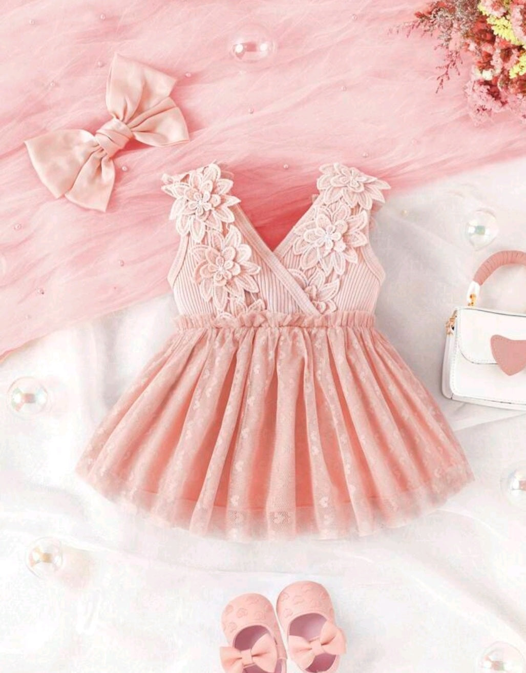 Pink Floral Dress and Headband #10015