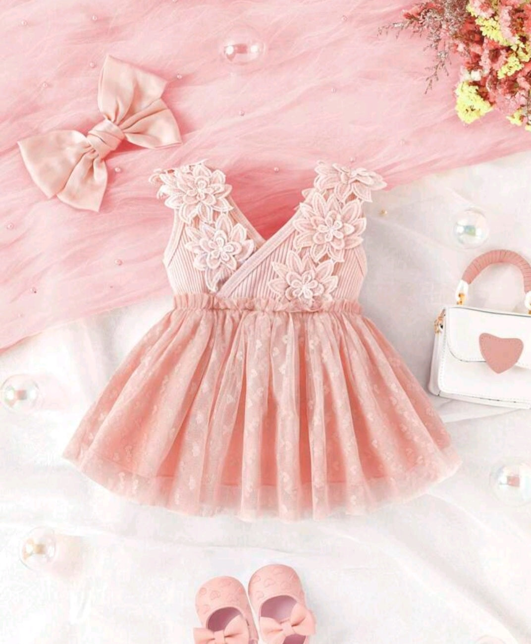 Pink Floral Dress and Headband #10015