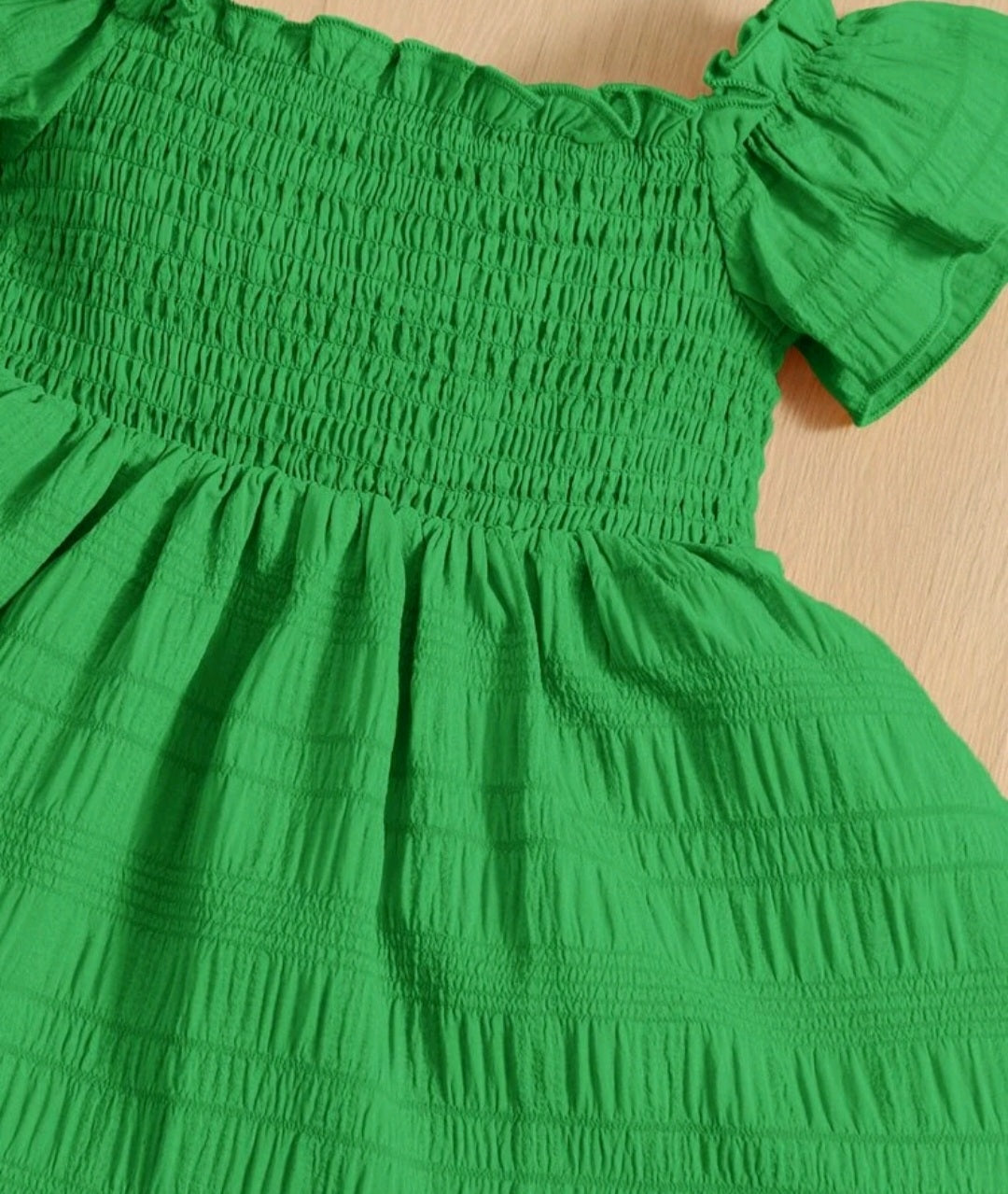 Green Ruffle Sleeve Dress