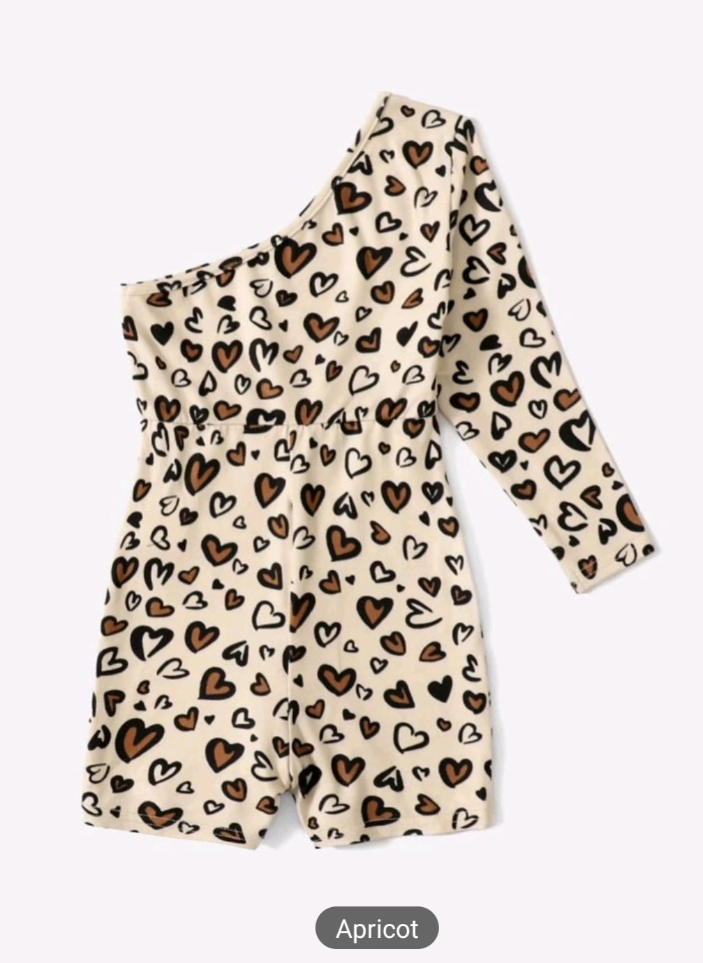 Heart Leopard Pint One Sholder Romper