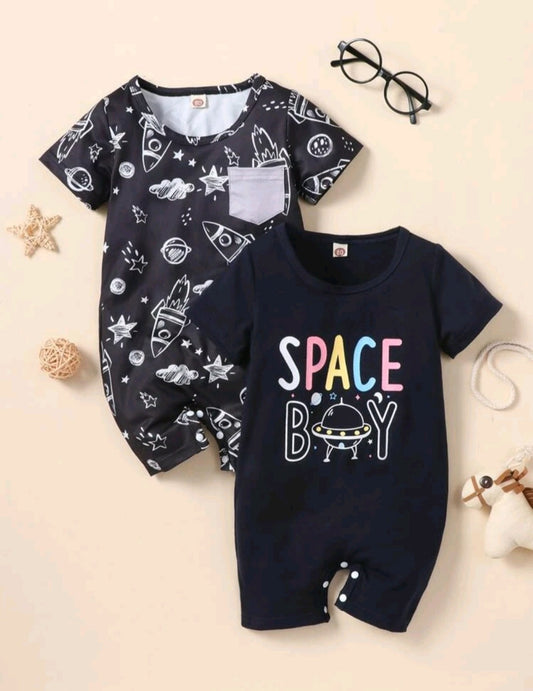 Twin Pack Romper Set, Space Boy