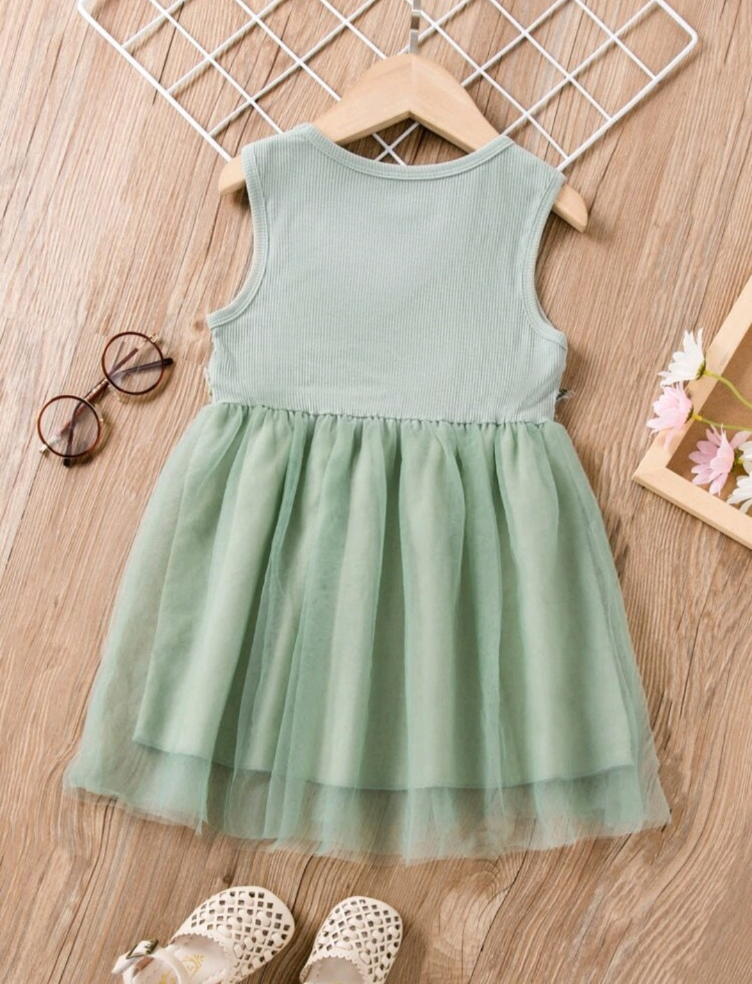 Mint Ribbed Floral Dress