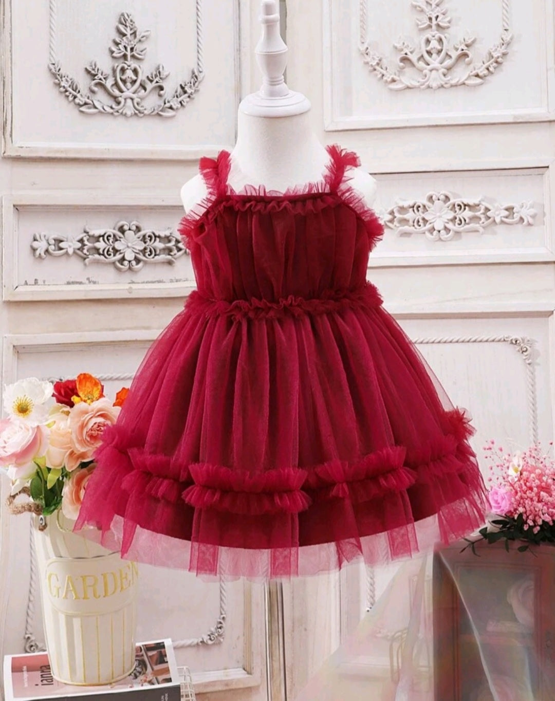 Maroon Mesh Dress #1000291