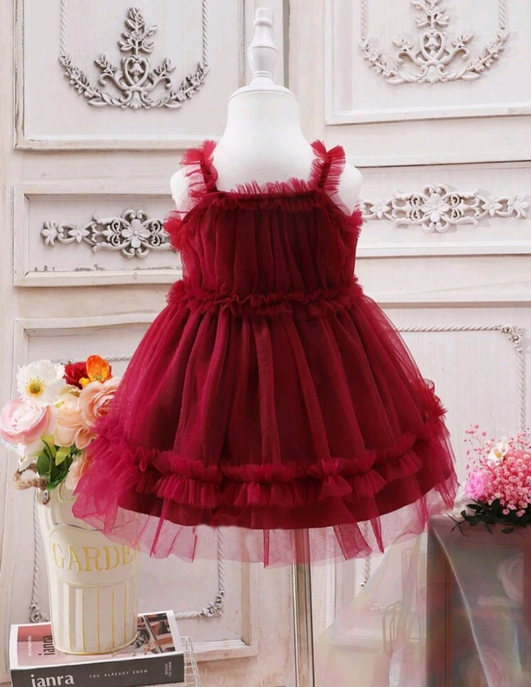 Maroon Mesh Dress #1000291