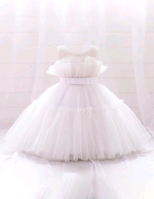 White Ruffle Special Occasions Dress 