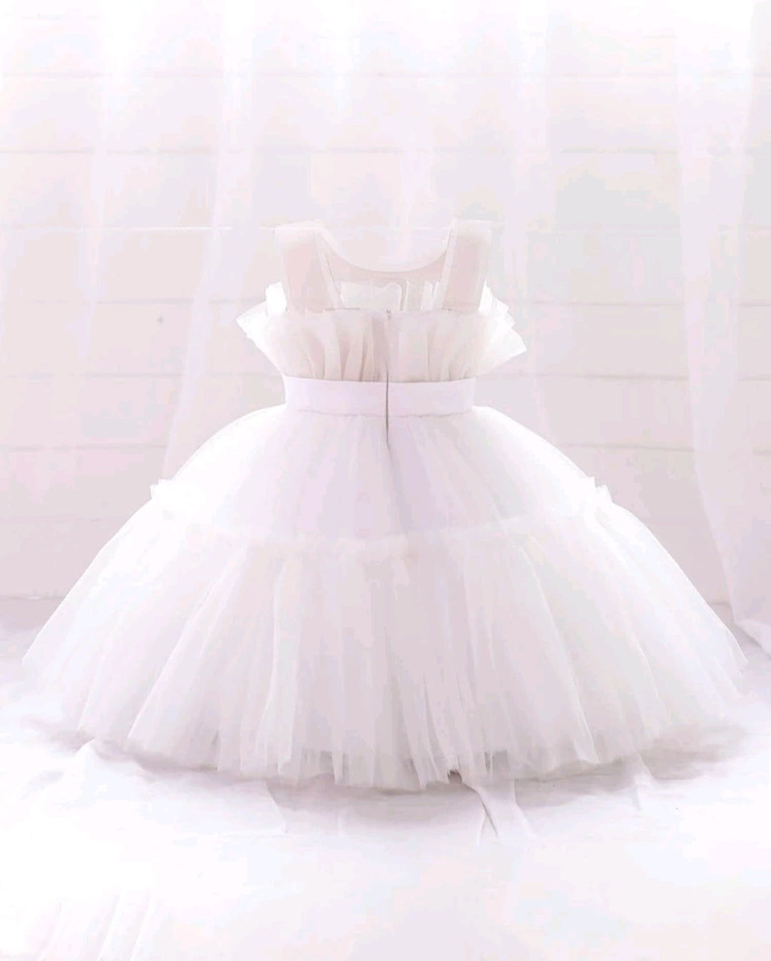 White Ruffle Special Occasions Dress 