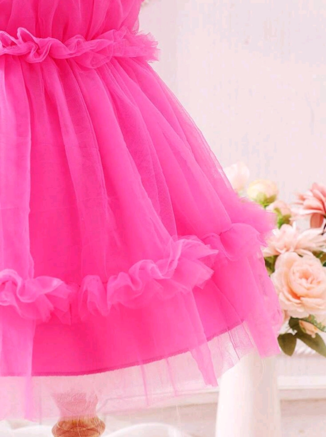 Cerise Pink Ruffle Dress 