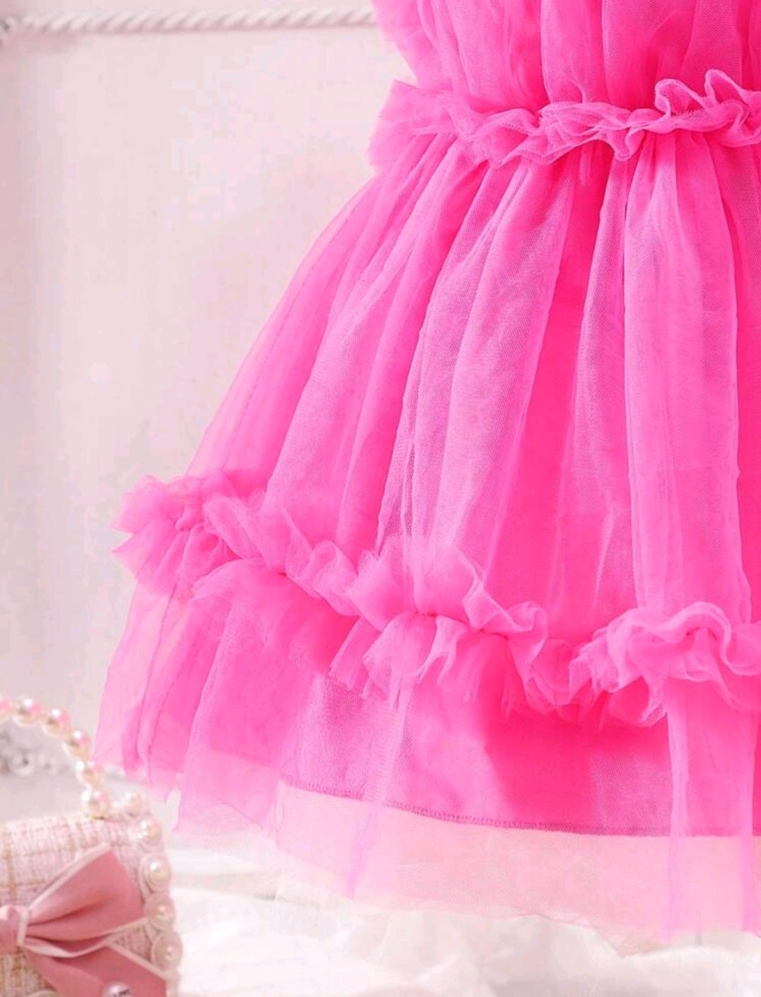Cerise Pink Ruffle Dress 