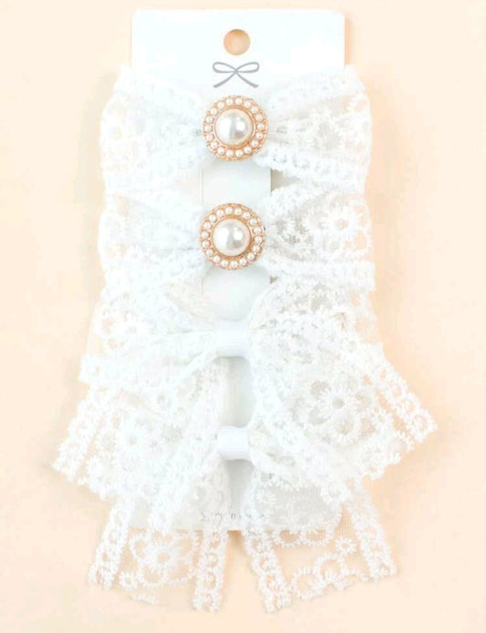 White Lace Hairclips 