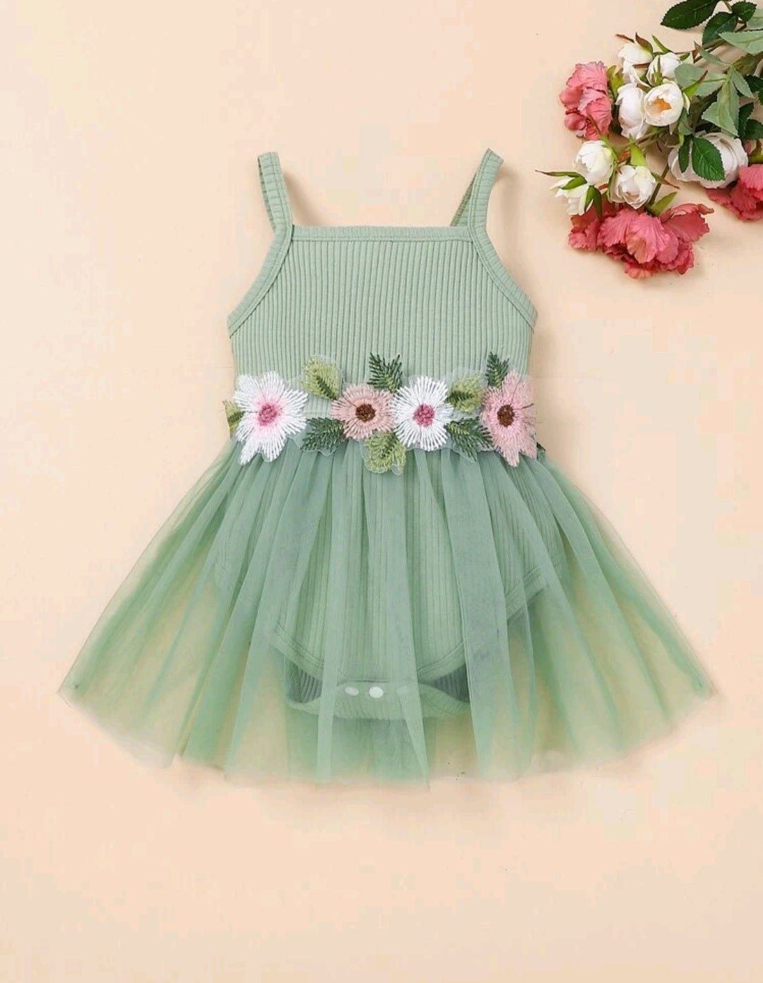 Mint Ribbed Dairy Romper Dress