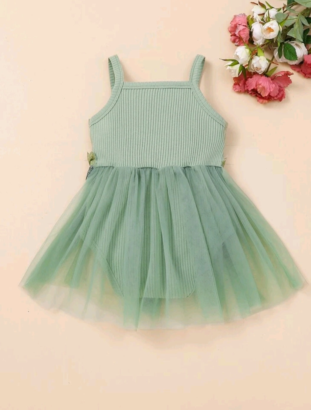 Mint Ribbed Dairy Romper Dress