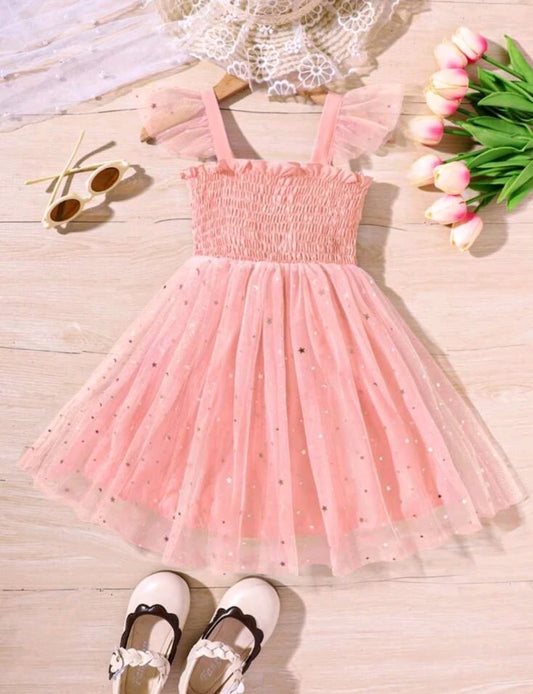 Pink Mesh Dress With Stars