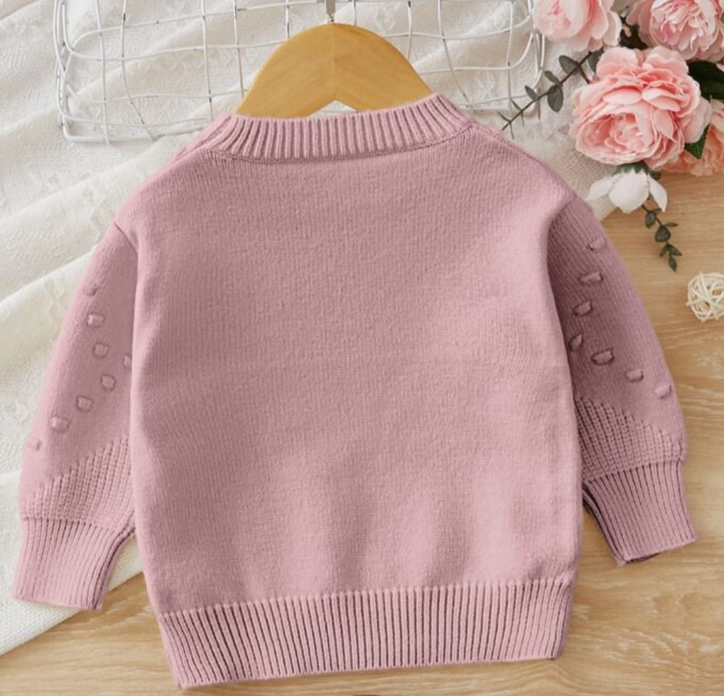 Dusty Pink Popcorn Knit Sweater