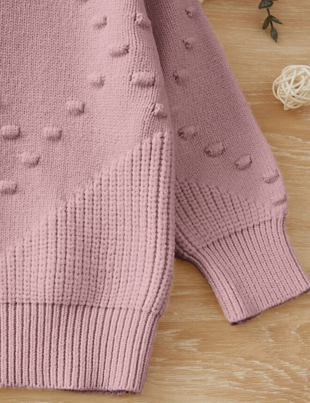 Dusty Pink Popcorn Knit Sweater