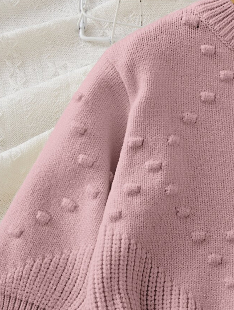 Dusty Pink Popcorn Knit Sweater