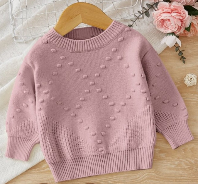 Dusty Pink Popcorn Knit Sweater