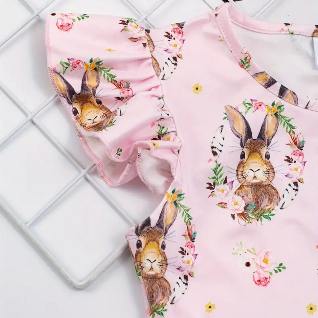 Pink Bunny Floral Dress