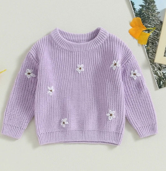 Purple  Floral Sweater