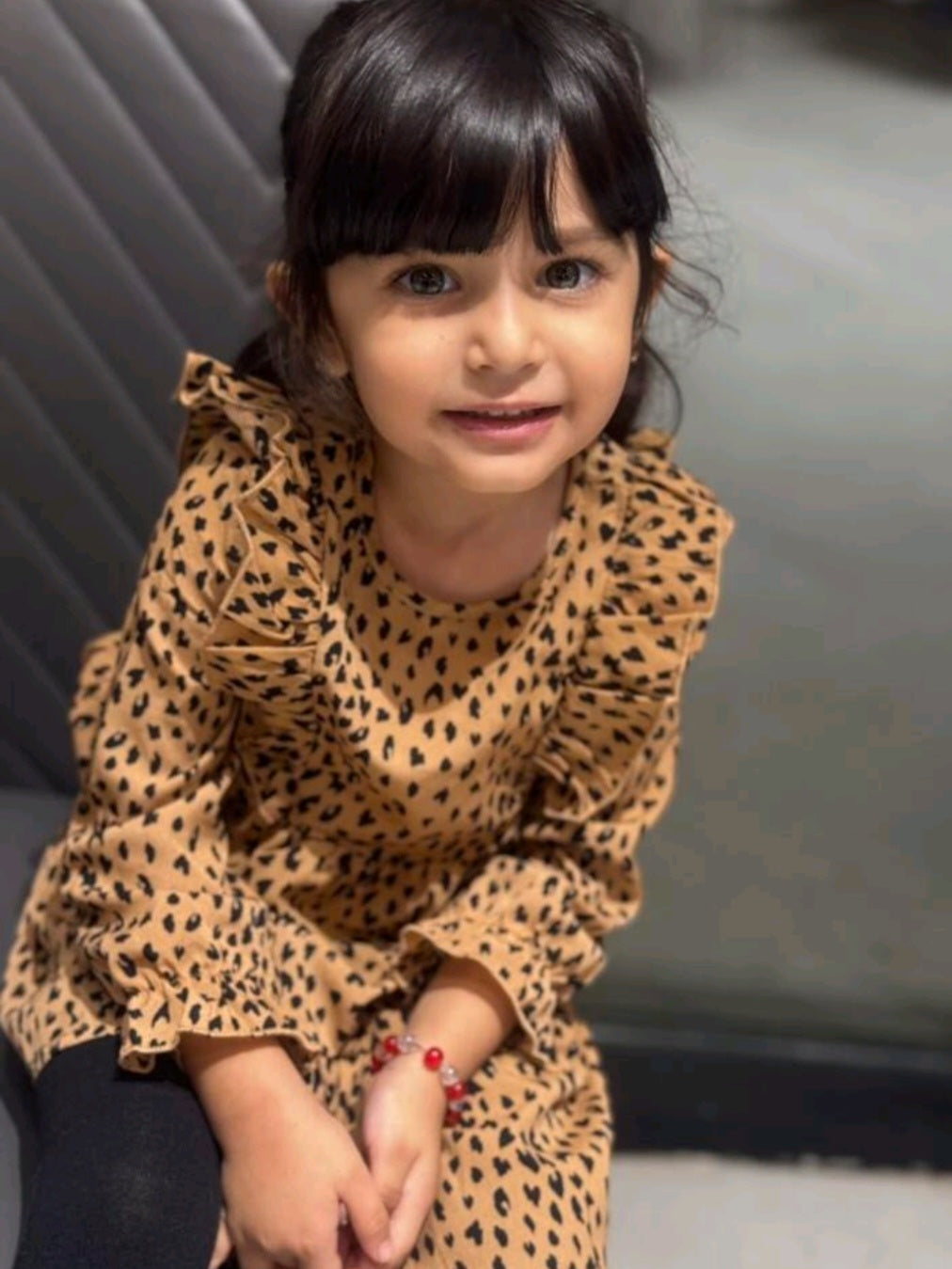 Leopard Print Long Sleeve Dress 1001097